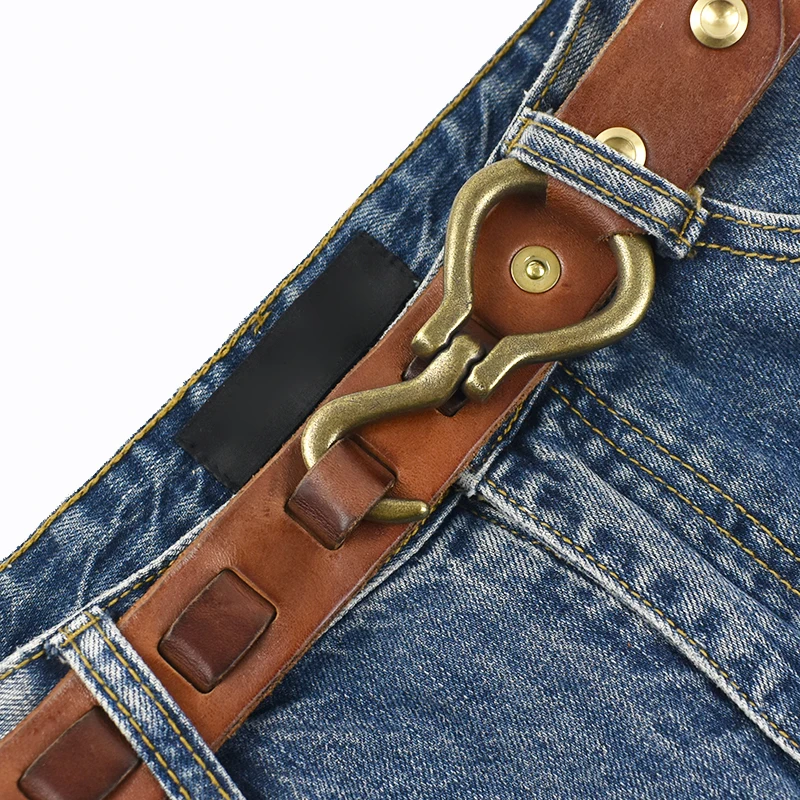 Deepeel 3.3cm Wide Genuine Leather Belt Cowhide Thickened