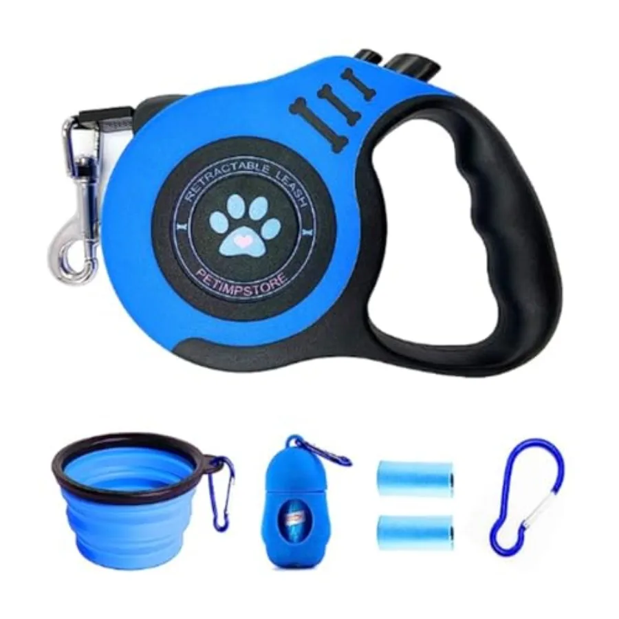 Lightweight Retractable Dog Leash with Folding Bowl