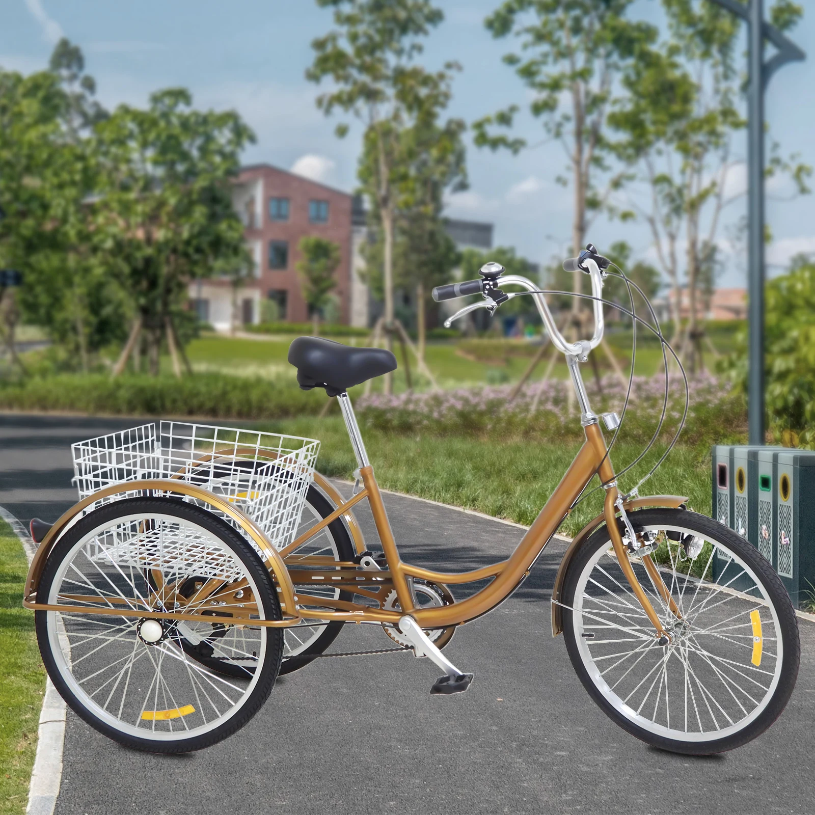 24 Inch Adult Tricycle Wheels Bike Bicycle Speed W/ Shopping