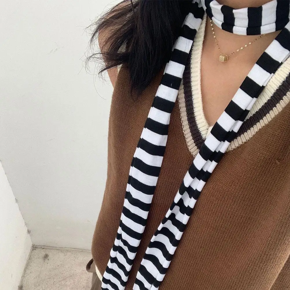 Striped Scarf JK Knitted Women Punk Korean Striped Original Scarf