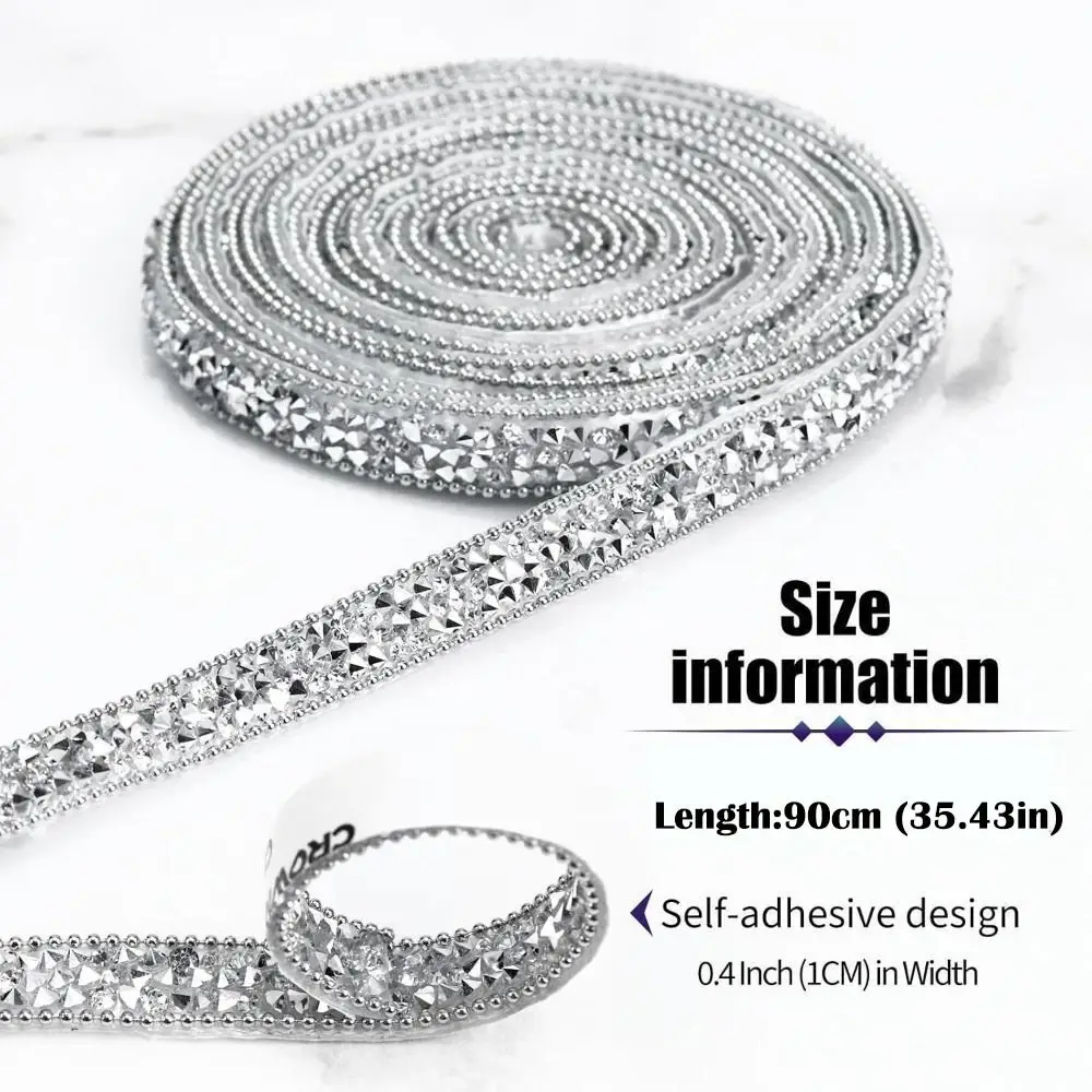 New Self Adhesive Crystal Rhinestone Sticker 1cm Width Rhinestone Ribbon Diamond Ribbon DIY Sticker Crystal Roll Glitter