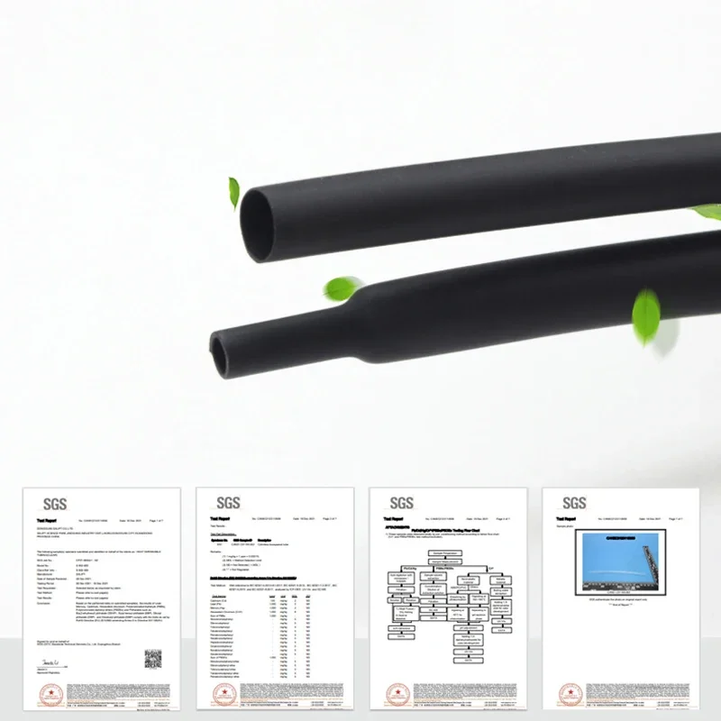 Tube thermorétractable isolé noir, manchon de câble thermique en polyoléfine, 1 mètre de diamètre, 1mm, 2mm, 3mm, 4mm, 5mm, 6mm, 7mm, 8mm, 9mm, 10mm, 12mm, 14mm, 16mm, 20mm, 25mm, 30mm, 40mm, 50mm, 2:1