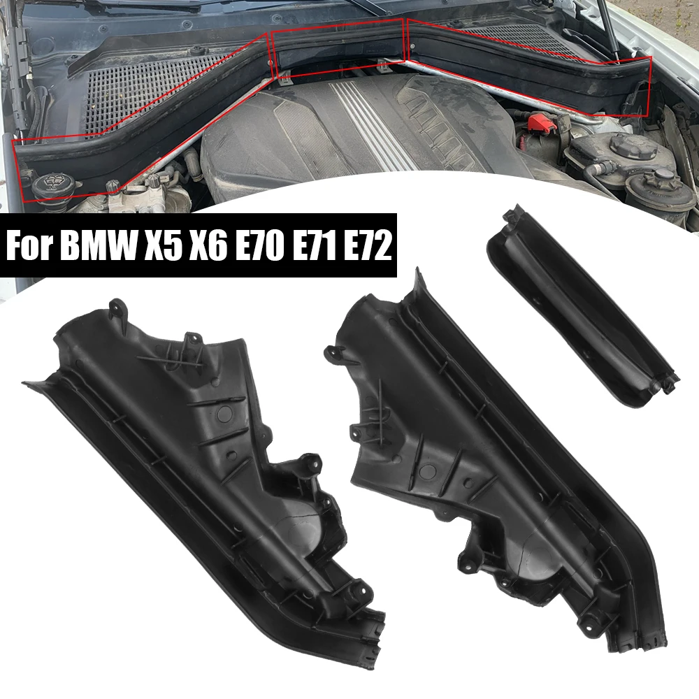 3Pcs Car Engine Upper Compartment Partition Panel Set Left Right 51717169419 51717169420 51717169421 For BMW X5 X6 E70 E71 E72