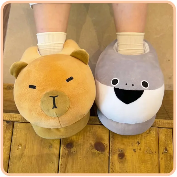 

Capybara Plush Slippers Kawaii Capibara Fluffy Indoor House Shoes Stuffed Animal Kapibala Slippers With Anti-Skid Sole Slippers