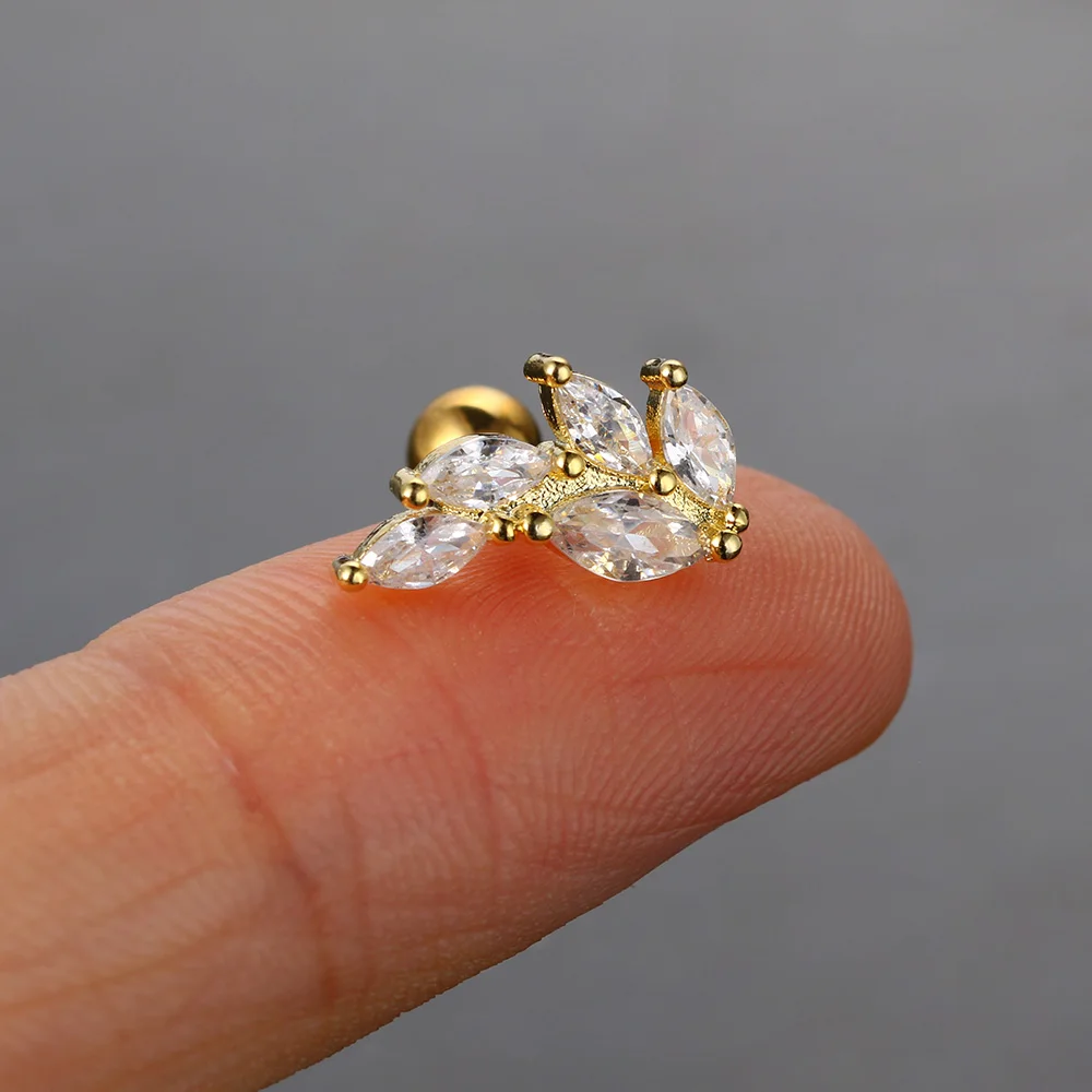 1 Stück Blumen-Blatt-Pflanzen-Ohrstecker für Damen, Mini-Helix-Tragus-Knorpel-Ohrstecker, modischer INS-Schmuck für Frauen – Detail 18