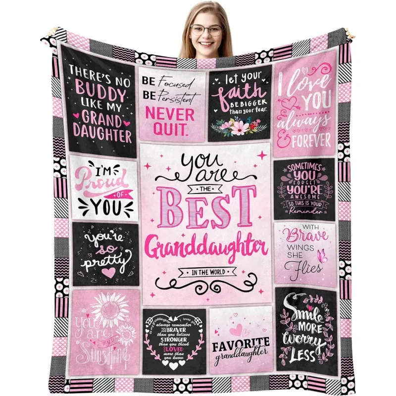 

to My Granddaughter Throw Blanket, Granddaughter Gifts from Grandma Grandpa Nana, Super Soft Flannel Blankets for All Season