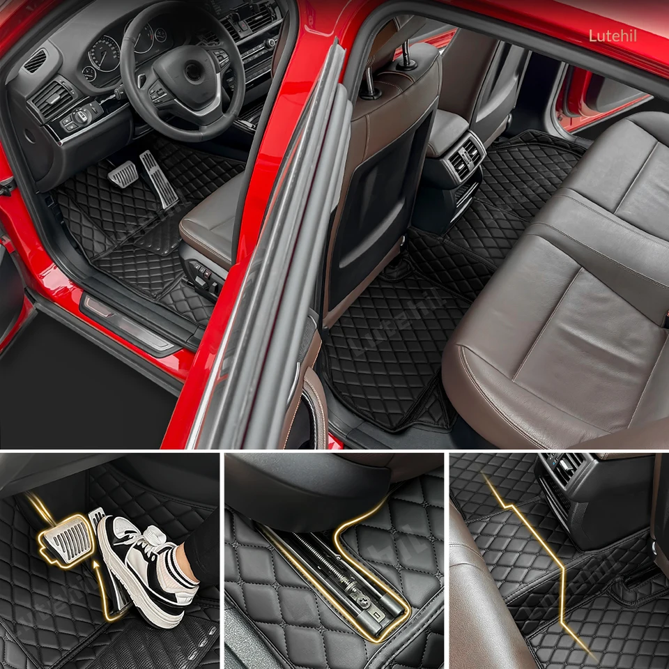Auto Vloermatten Voor VW Tiguan Allspace 2017-2023 - Zwarte Leren Vloervoeringen Met Antislip, Volledig Omsloten Set, Duurzaam En Waterdicht