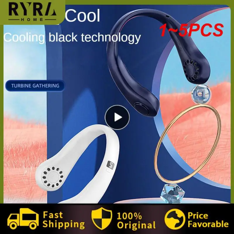 

1~5PCS Portable Bladeless Hanging Fans USB Rechargeable Leafless Mini Neck Fan Air Conditioner Cooling Sports Wearable Neckband