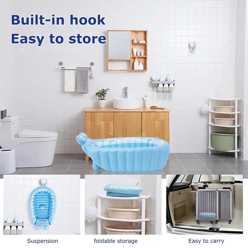 Kids Inflatable Bathtub Portable Newborn Toddler Bathing Tub With Air Pump Collapsible Shower Basin For Boys And Girls Home