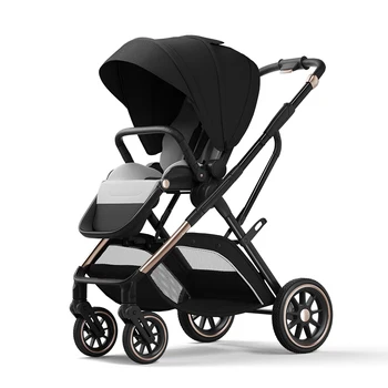 Fashion High View Baby Stroller Ergonomics Seat Bassinet for Newborn Portable Baby Pram One Hand to Recline Basket Pushchair 1