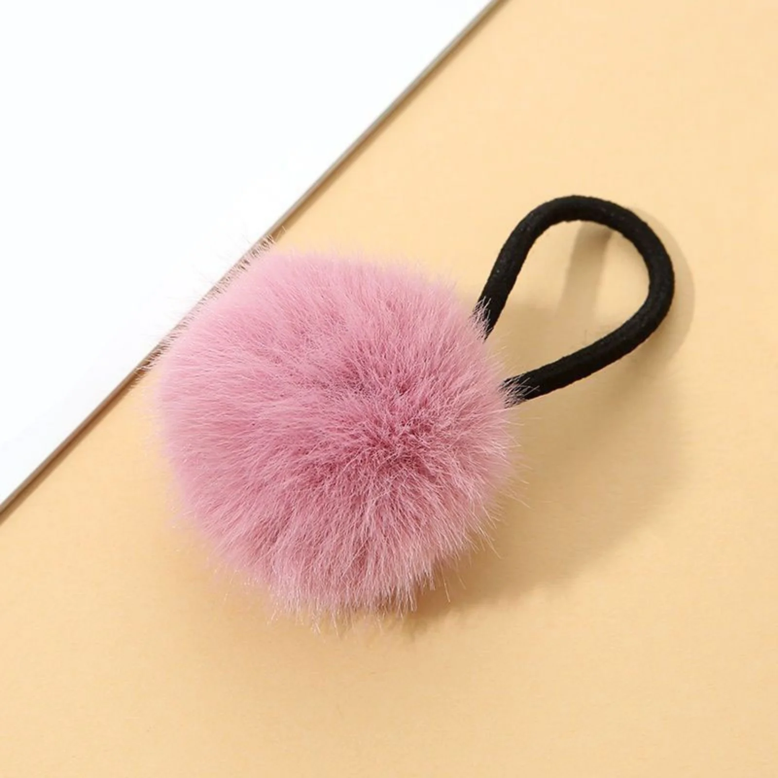 7PCS  Colorful Furry Pom Hair Elastics, Soft Plush Hair Ties, No - Hurt Hair Bands, Ideal for Girls' Daily Hairstyling