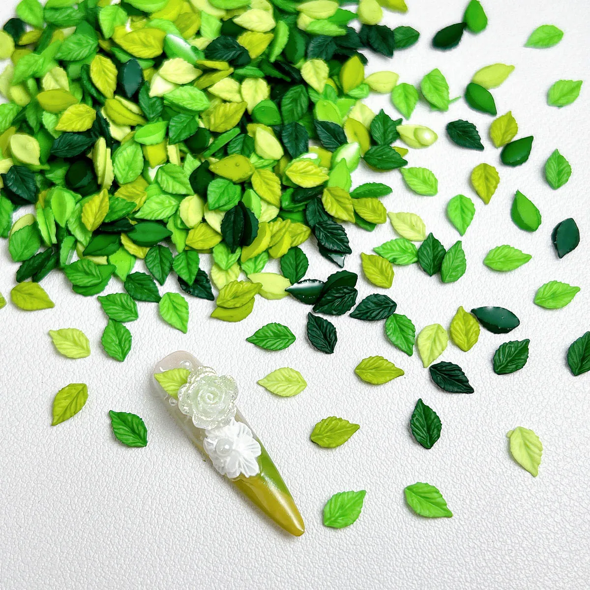 60PCS Kreative Realistische Leuchtende Blatt Harz Nagel Charms 3D Mini Minimalistischen 6-farben Blatt Nail art Dekorationen DIY nägel Handwerk – Detail 1