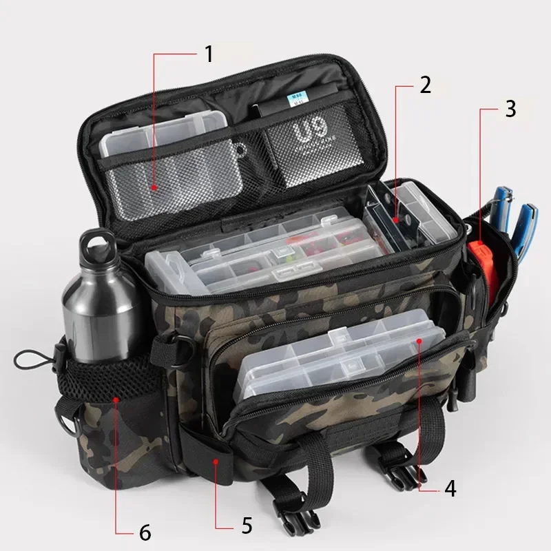 Waterproof Fishing Bag Cross Body Sling Fishing tackle Backpack with Rod  Holder Box Storage Military Outdoor Compact Lure Bag - AliExpress
