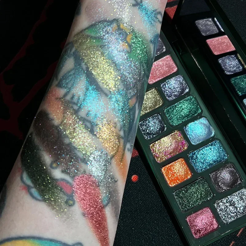 Diamond Pearl Punk Red Black Eye Shadow Makeup Palette Waterproof Lasting Matte Green Glitter 16 Color Eye Shadow Palette Makeup