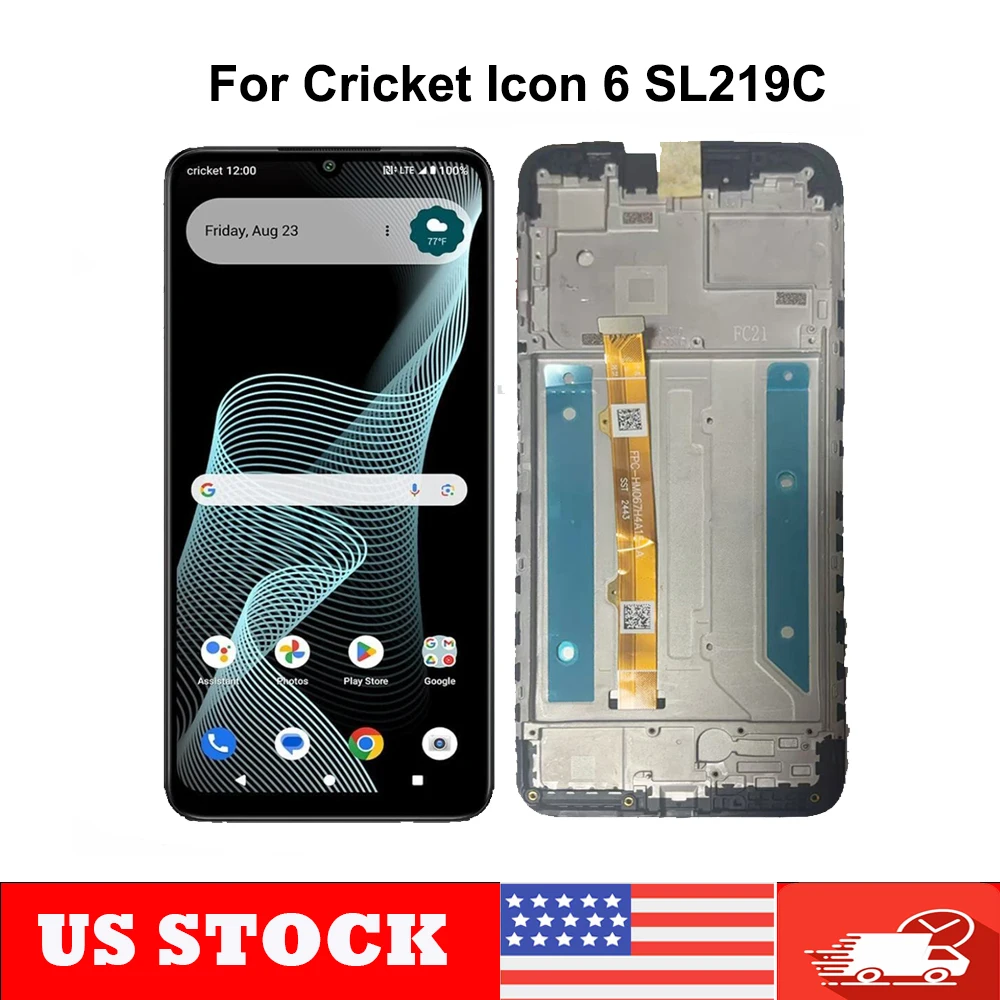 Replacement For Cricket Icon 6 Sl219c 6.75" LCD Display Touch Screen Digitizer With Frame Assembly