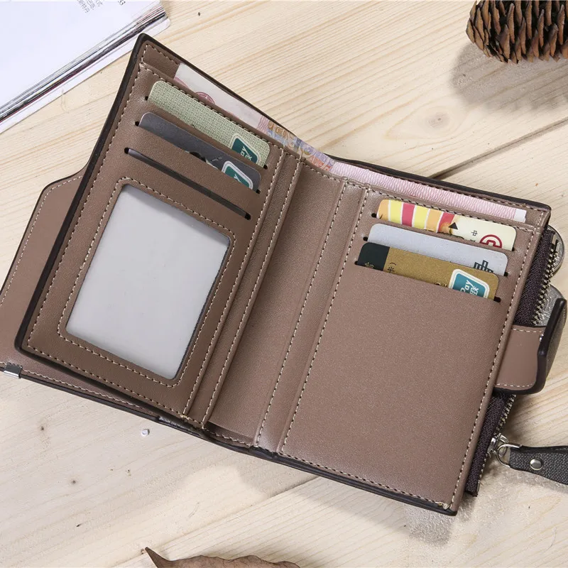 Men's Vertical Short Wallet Zipper Buckle Multi Functional Men's Credit Card Holder Casual Men's Wallet 2