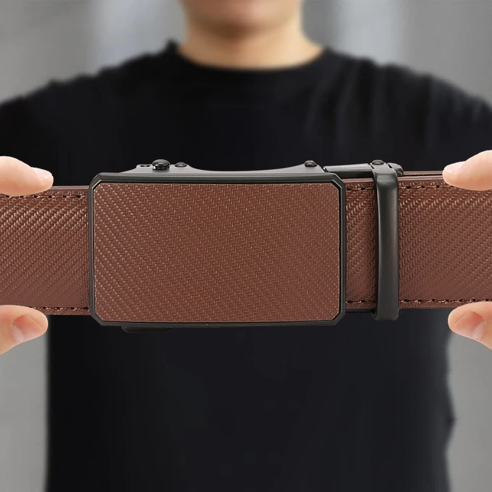 Neue Modische Luxus Echtleder-Gürtel für Damen und Herren mit Legierungsketten Business-Stil Metall-Dornschließe für Jeans – Detail 5