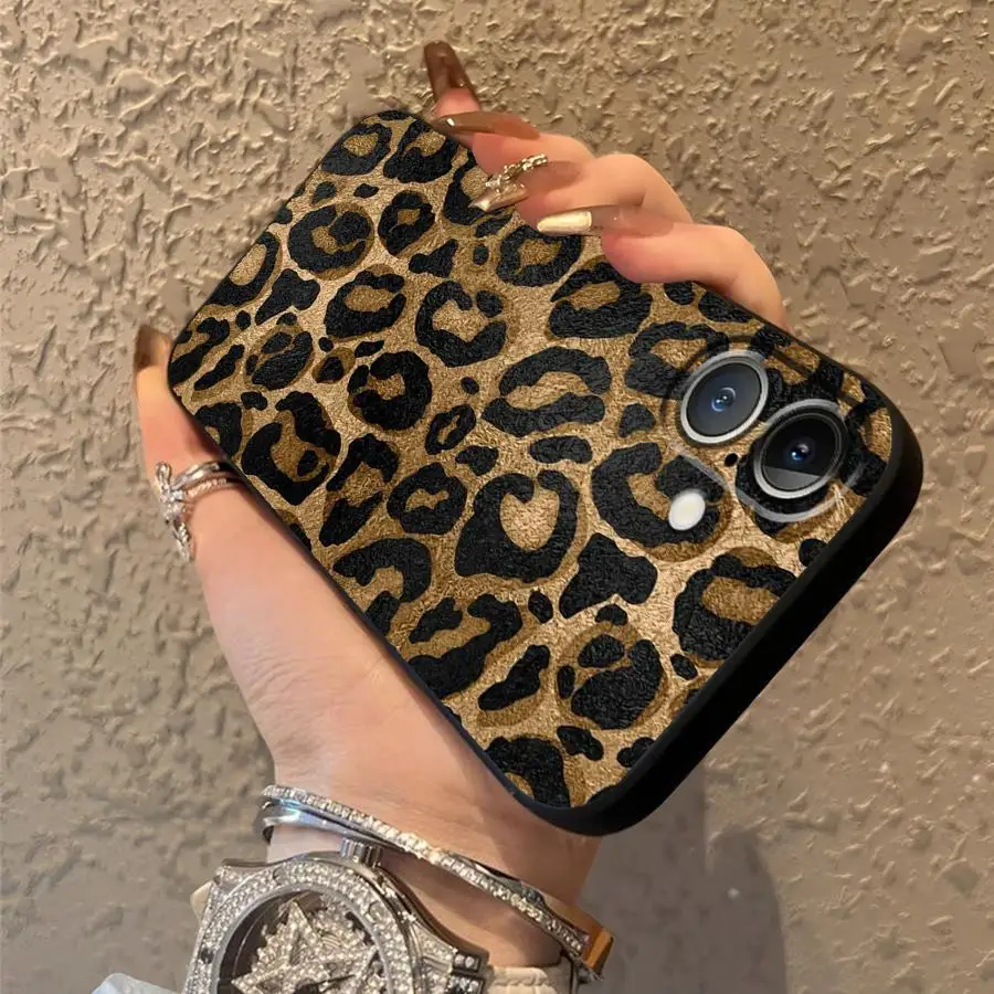 Cartoon Leopard Print Black Soft Phone Cover