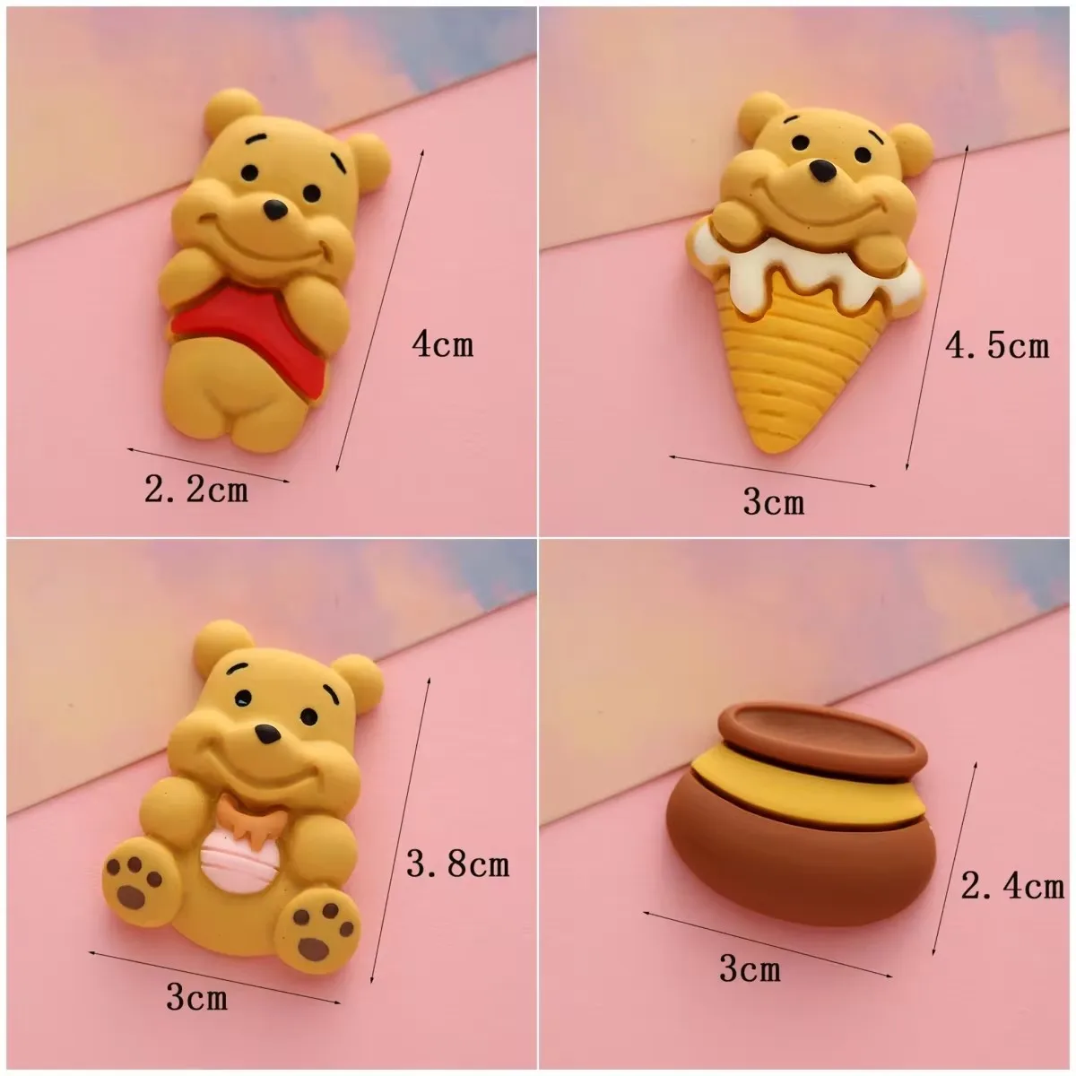 MESUCA Classic Cartoon Characters Cute Honey Pot Bear Patterns Charming Resin Shoe Accessories Charming DIY Shoe Buckles