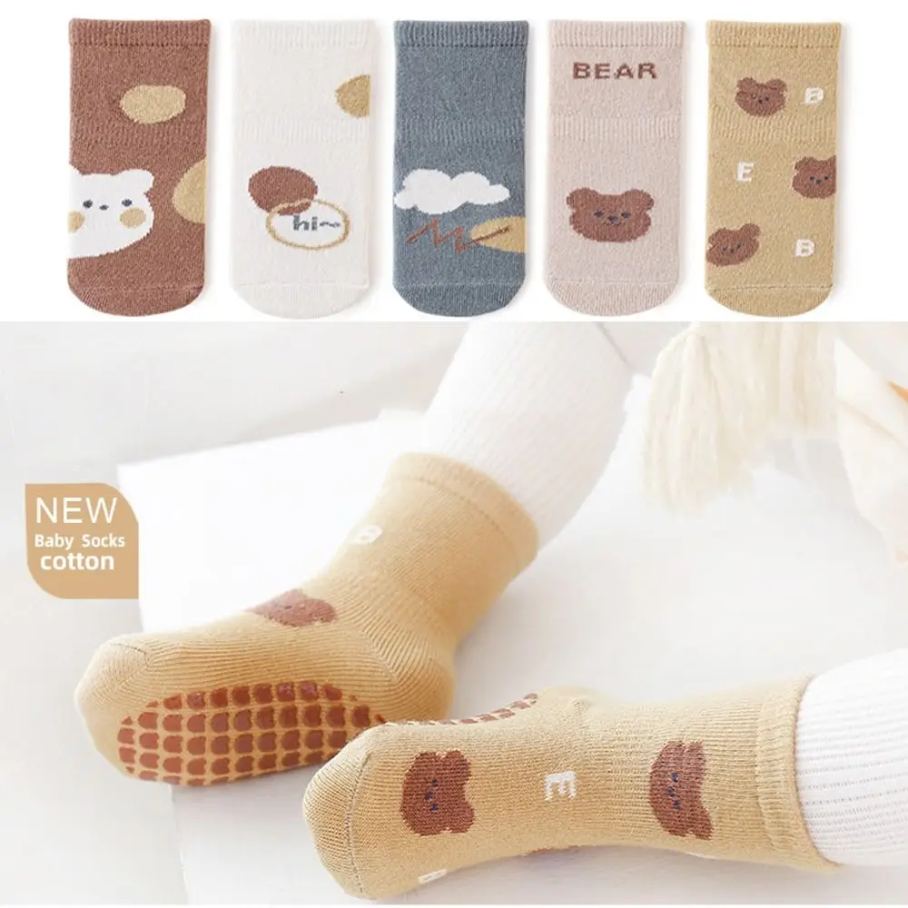 

Нескользящие носки средней длины для малышей, Мультяшные зимние Утепленные махровые детские носки для пола, детские носки без косточек, теплые носки для новорожденных детей