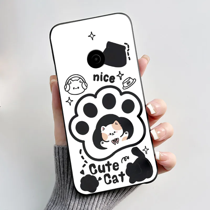 Aesthetic Cute Cat Cartoon Black Silicone Phone Case - Shockproof Protective Bumper