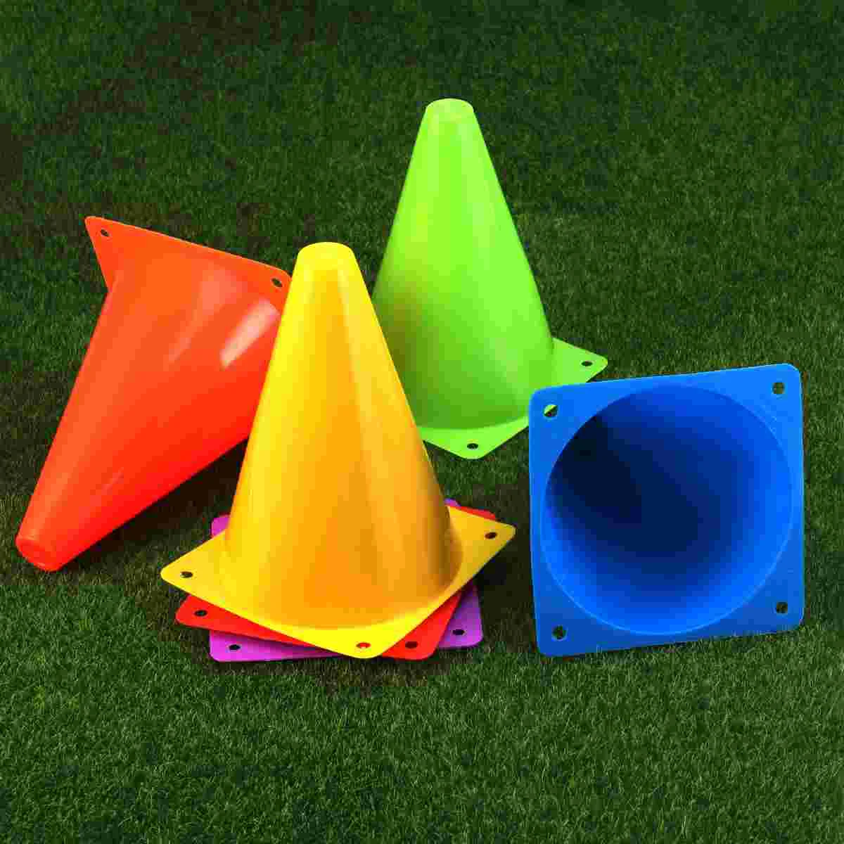 

6PCS Assorted Colors Multi-purpose Plastic Cone Physical Education Sports Training Gear Soccer Training Traffic Cones