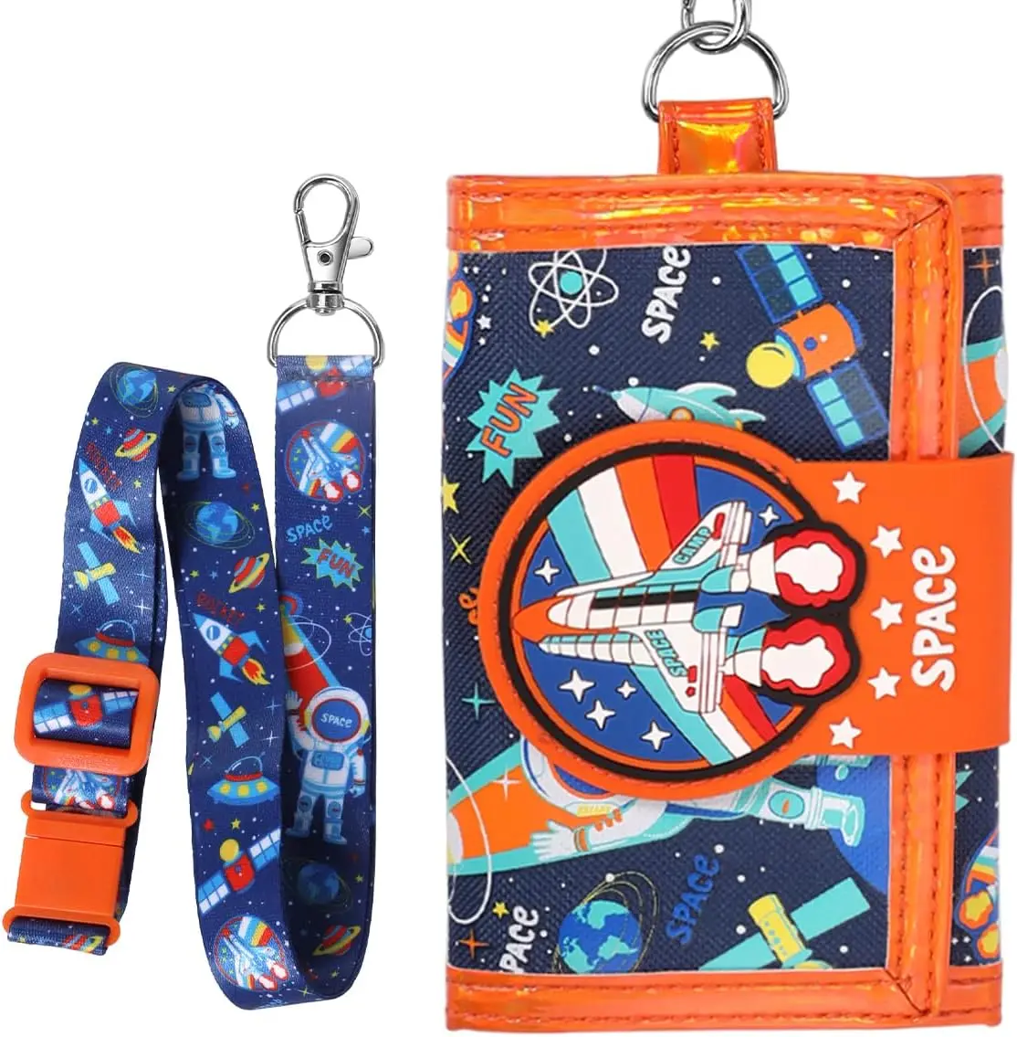 

VEST 4-18 year olds Wallet, Teen wallet, Coin pocket card with lanyard zipper, Wallet （Space）