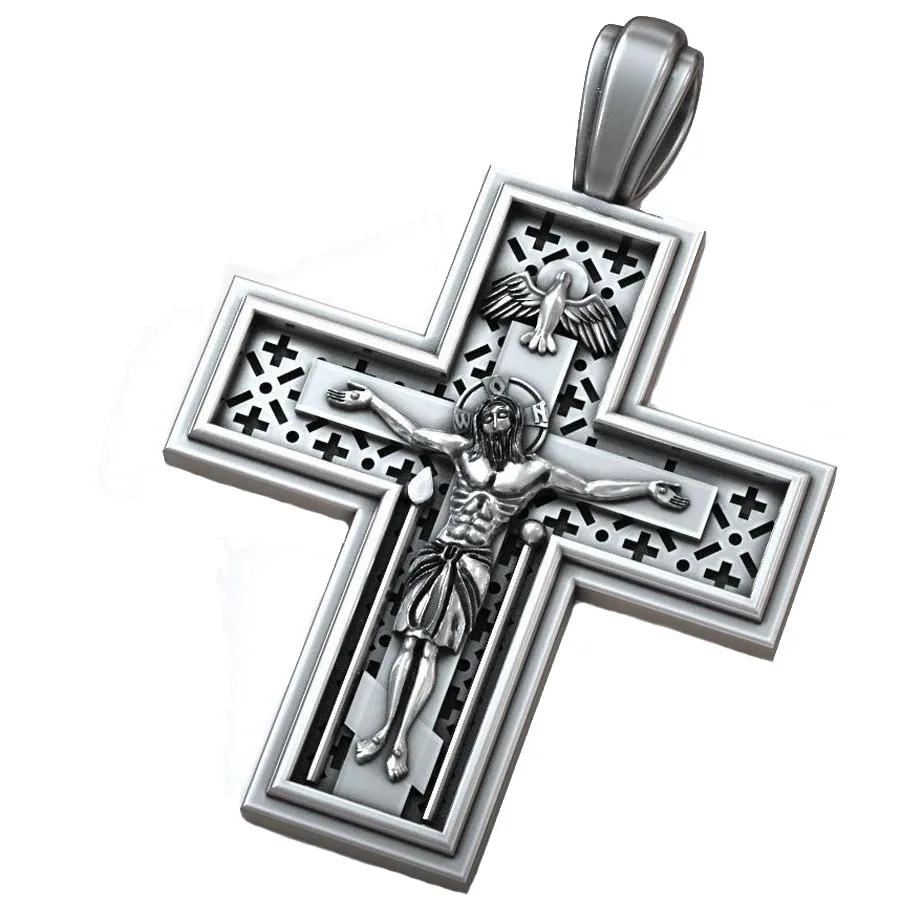 

Christ Orthodox Crucifix Jesus Cross Religious Pendant 925 SOLID STERLING Silver High Trendy