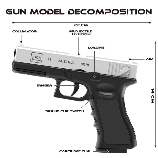 Automatic G18 Shell Ejection Pistol Toy Gun Blaster Model Props For Adults Kids Outdoor Cs Games Interactive Prop Gifts for Boys 2