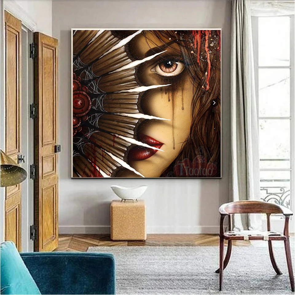 

DIY Full Square Round Mosaic Diamond Painting 5D Red Lips Woman Portrait Abstract Art Rhinestone Embroidery Home Decor Mural