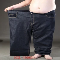 Plus Size Men's Stretch Jeans 200KG12XL 11XL 10XL 9XL Loose Pocket Zipper Oversized Jeans 1