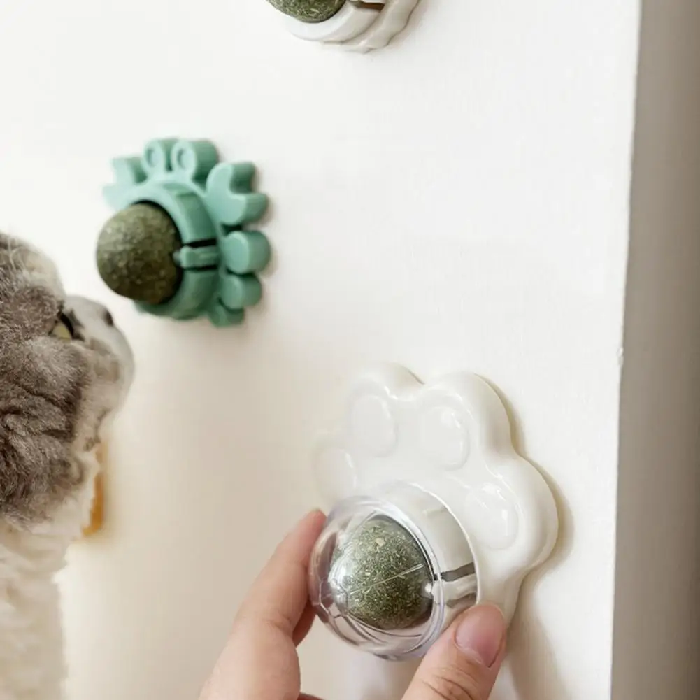 

Cat Toys with Adhesive Design Promote Digestion Catnip Wall Ball Toy Stick-on Design Freshen Breath Teeth Grinding for Cats