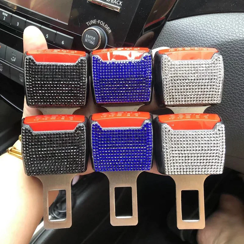 New Diamond Car Seat Clip Extender Safety Seatbelt Lock Buckle Plug Thick Insert Socket Car Interior Seat Belt Accessories seat belt extender seat belt clip car seat belt accessory