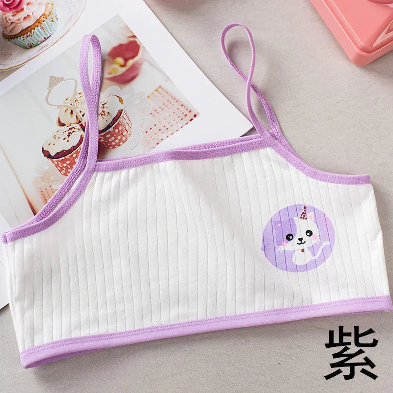 4pcs/set Lace Cotton Young Girls Training Bra Kids Vest Teens Underwear 8-14 years old