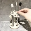 Ceramic Flower Shaped Toothbrush Holder Bathroom Storage Holder Desktop Makeup Brush Storage Rack Bathroom Supplies 3