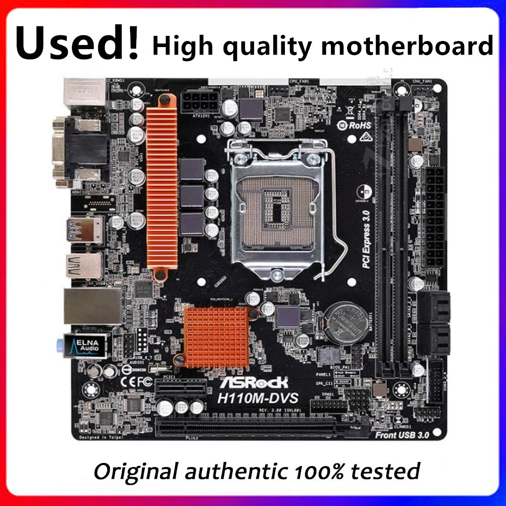 

For ASRock H110M DVS Original Used Desktop Intel H110 DDR4 Motherboard LGA 1151 USB3.0 SATA3