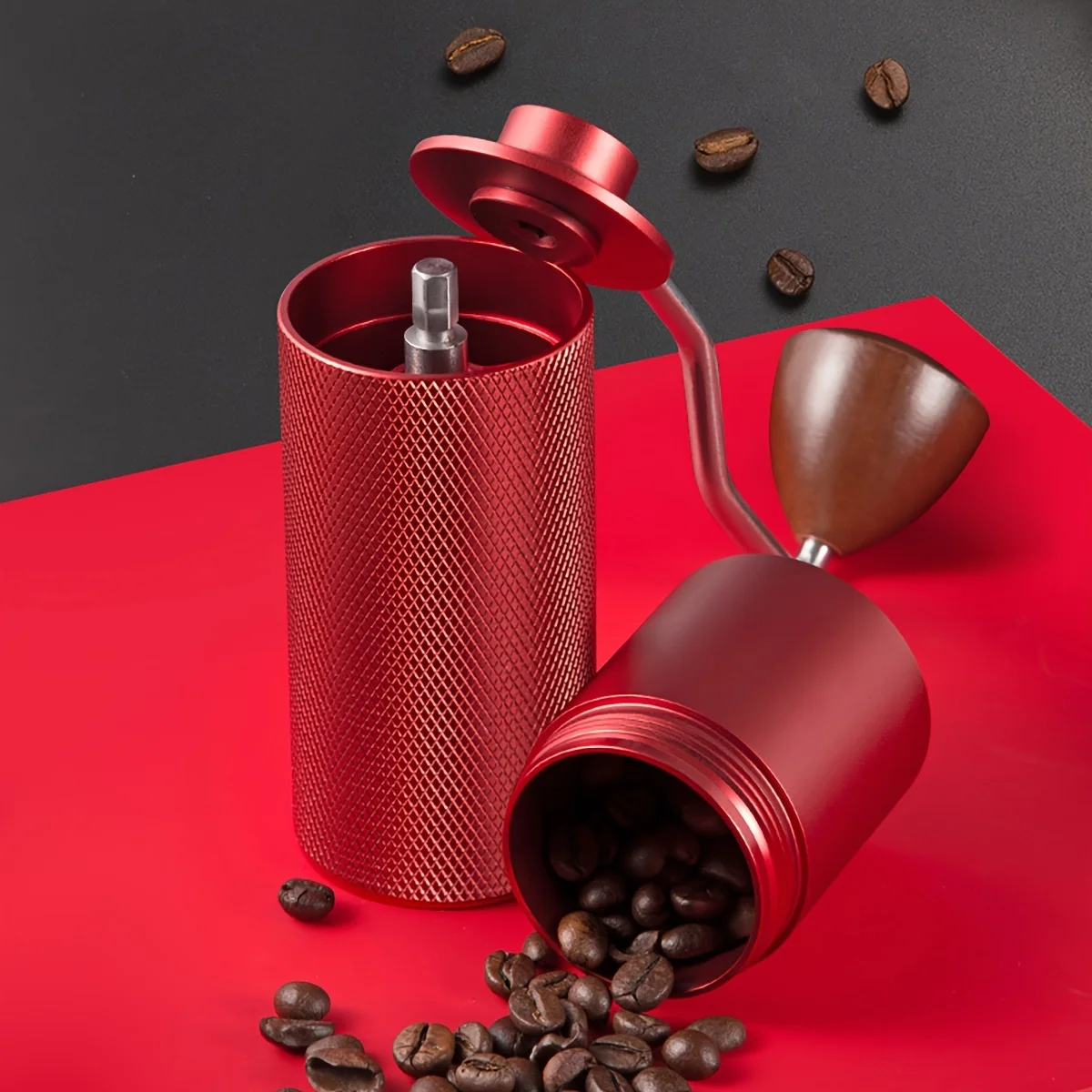 1pc Precision Manual Coffee Grinder - Digital Adjustable Settings, Stainless Steel Burr Mill, Bean Connoisseurs Choice, Coffee M