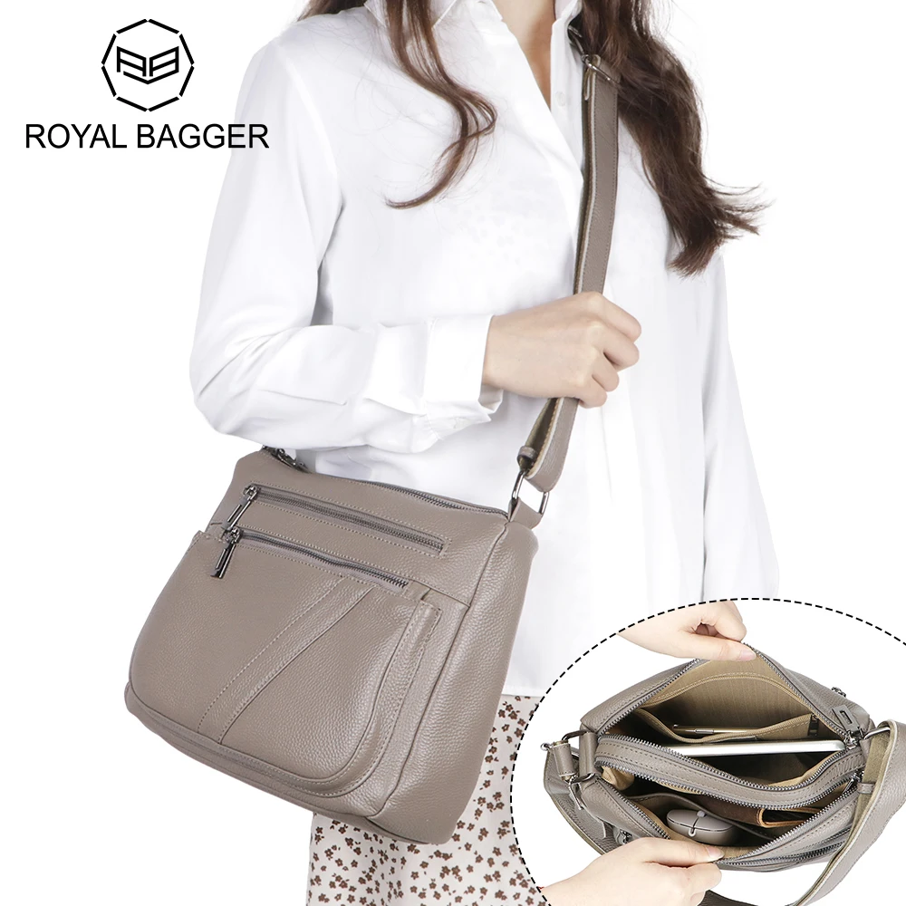 

Royal Bagger Women's Genuine Leather Shoulder Bags, Casual Versatile Crossbody Bag, Large Capacity, Adjustable Strap 1748