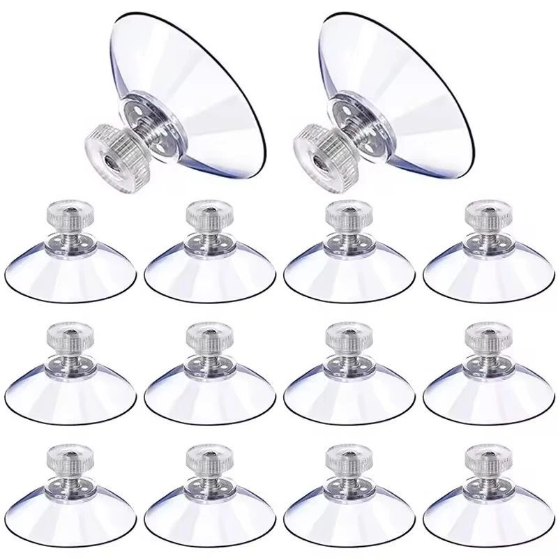 20pcs Suction Cups Hook with Screw 32/41/53mm Clear PVC Sucker Pads Hook Strong Adhesive Windows Glass Suction Cup Holder Hook