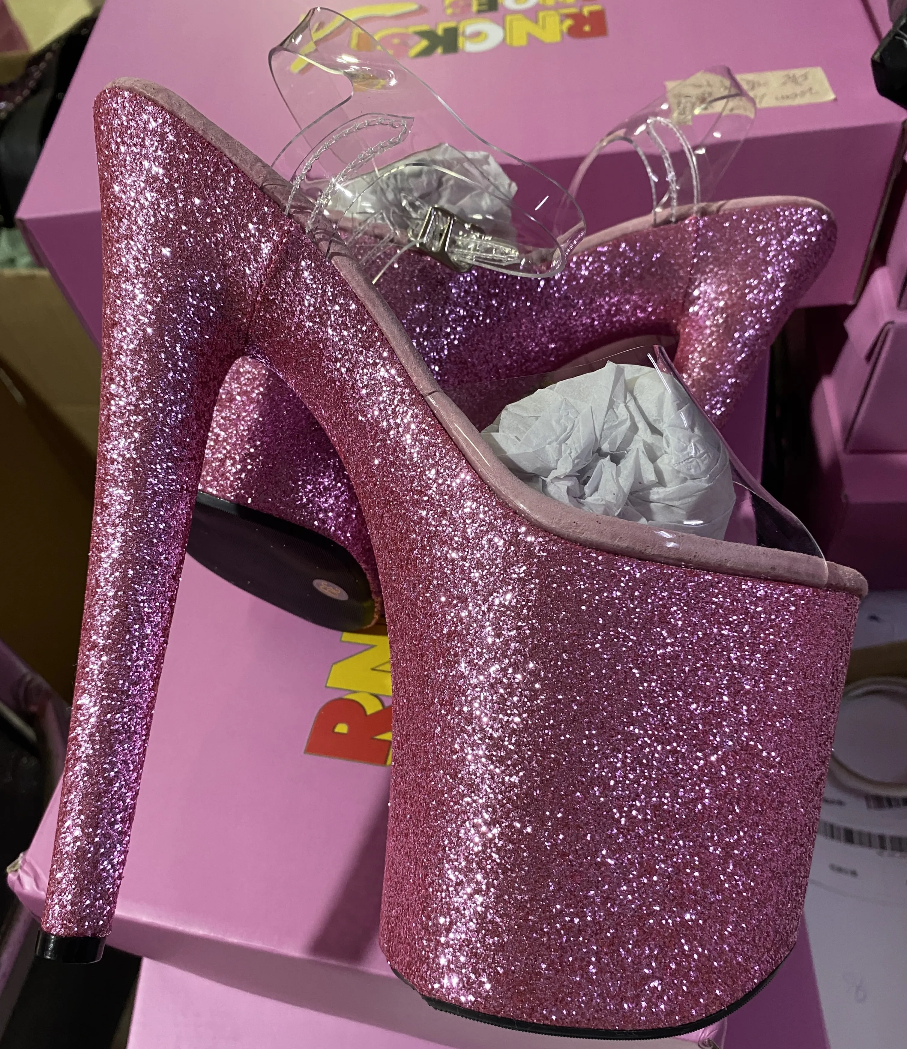 Roimaash Women's 20CM Glitter High Heel Sandals For Pole Dance & Performance - View #7