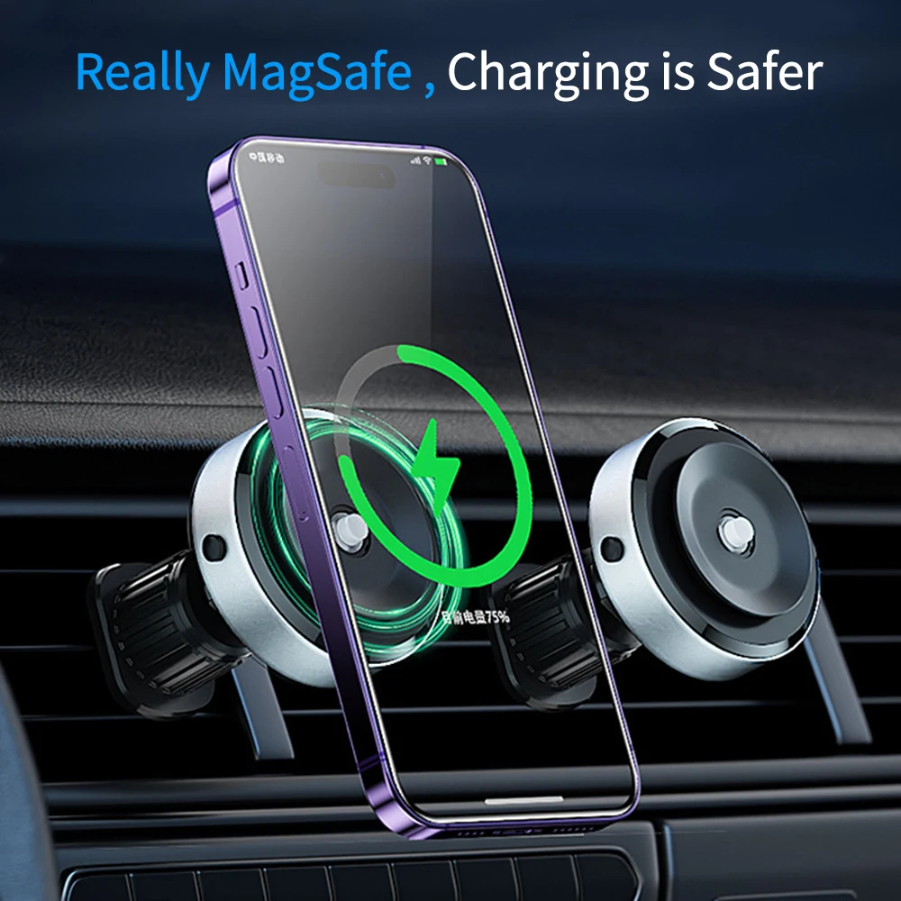 Vacuum Suction Car Phone Holder QI Wireless Car Charger for iPhone Xiaomi Fast Charging Air Vent GPS Phone Stand Easy Install