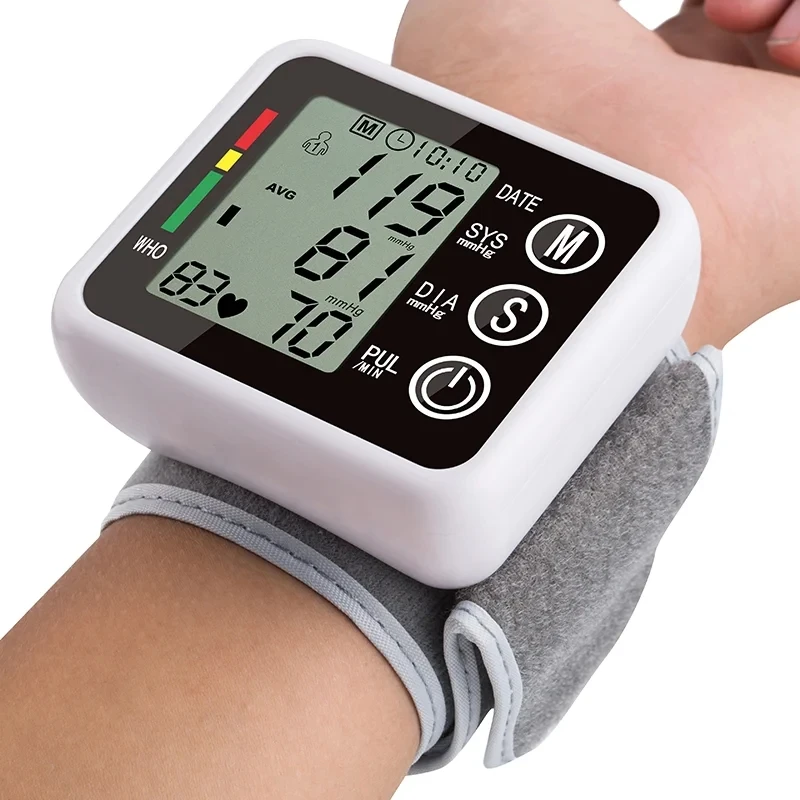 Automatic Digital Blood Pressure Heart Monitor Tensiometer Wrist Cuff Manometer Sphygmomanometer BP Pulse Rate Meter Machine