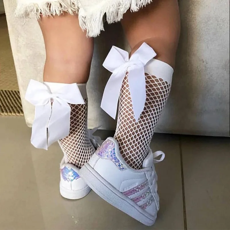 Baby Girls Mesh Socks Summer Breathable Mesh Fishnet Ankle High Socks Vintage Solid Color Bow Toddler Kids Long Sock Medias Bebe kids socks baby socks girls socks