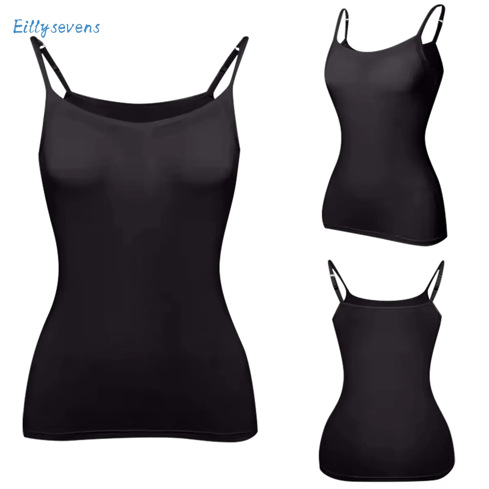 

Women'S Camisole With Bottom And Chest Pad Sexy Solid Color Large Size Camisoles Adjustable Shoulder Strap Fitting Tanks