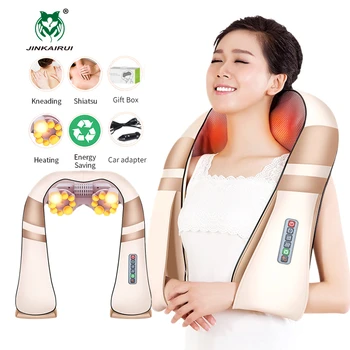 JinKaiRui U Shape Electrical Shiatsu Body Shoulder Neck Massager Back Infrared 4D kneading Massage Car Home Best Gift HealthCare 1