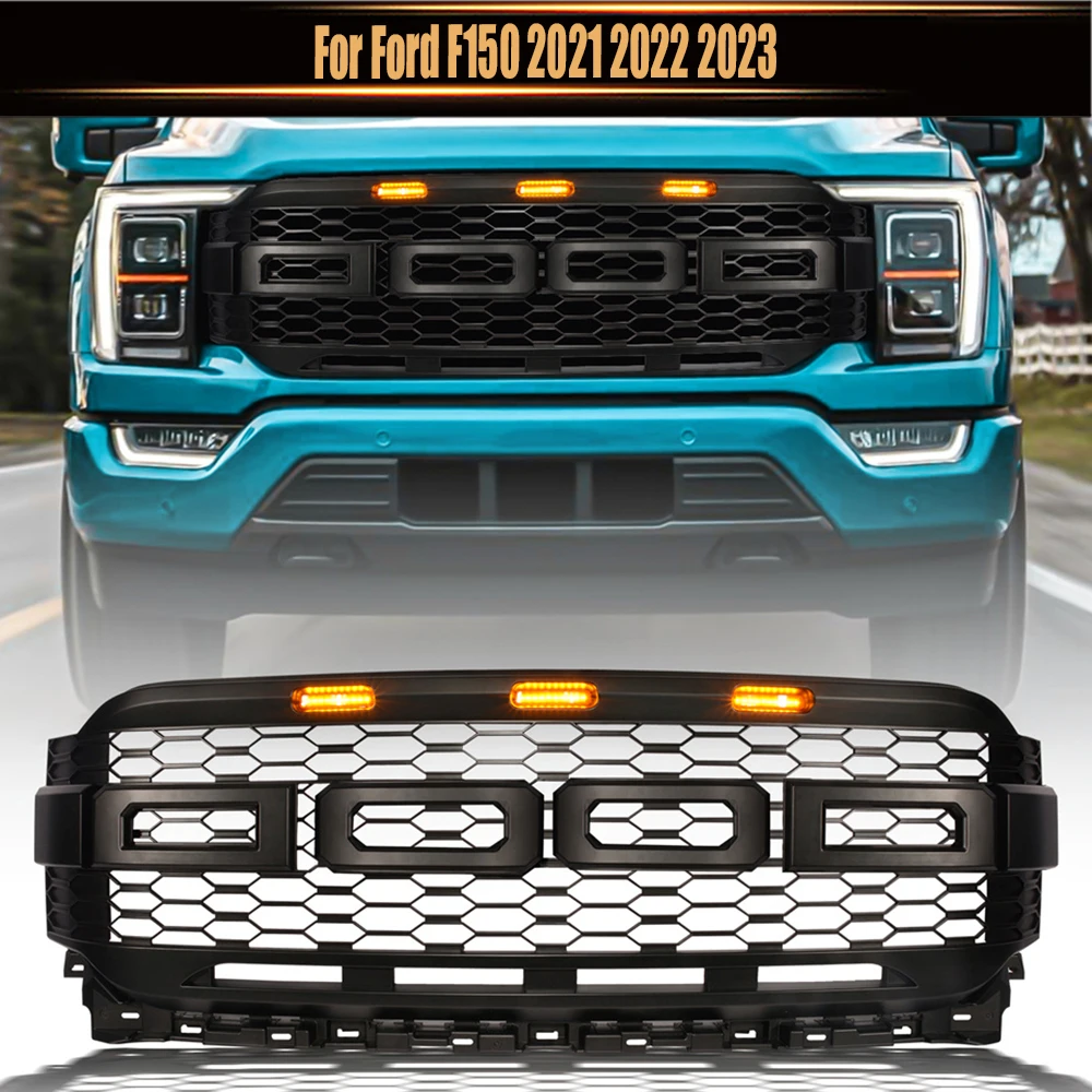 

Raptor Grills Pickup Racing Grille Front Grill Bumper Grilles Cover Truck Parts Car ABS Grill Mesh For Ford F150 2021 2022 2023