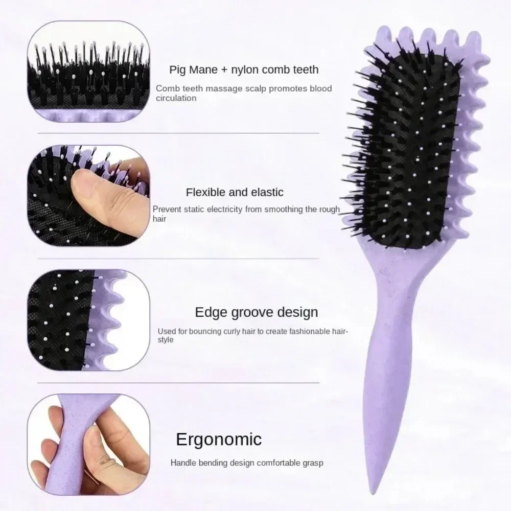 Women's Hair Comb Hollow Shaped Curly Hair Comb Scalp Massage And Anti-static Fluffy Hair Brush Hairstyle Tools Multi Functional 3