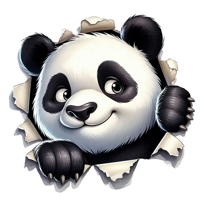 90863# Panda in the Hole Self-Adhesive Toilet Stickers,Wall Decal Removable, Reusable Vinyl Car Sticker for Bathroom Decor