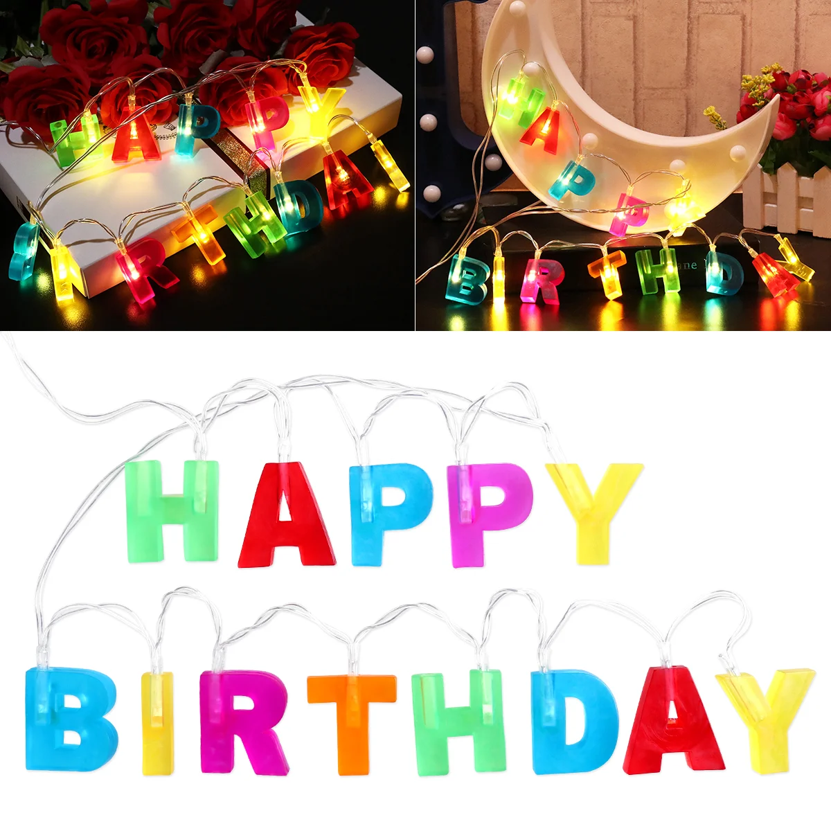 

LEDMOMO LED String Lights Operated LED Letters Lights for Birthday Party Decoration