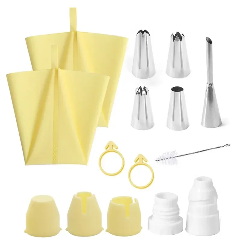 

New Stainless Steel Flower Cake Cream Cookie Puff Squeeze TPU Flower Bag Baking Tools Kitchen Cake Decoration Accessories Tool